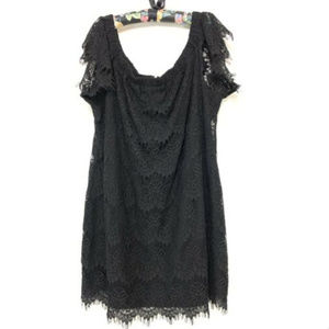 City Chic Black Lace Off Shoulder Shift Dress